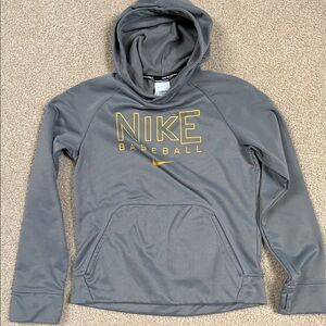 Nike Gray Therma-FIT Hoodie with Yellow Baseball Logo